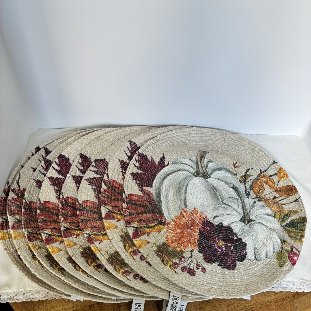 House & Garden Placemats 8 Pumpkin Thanksgiving Fall Farmhouse Rustic Cottage